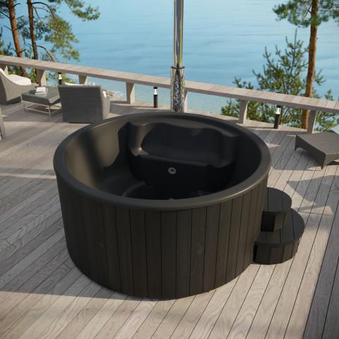 Wood-Fired Hot Tub black