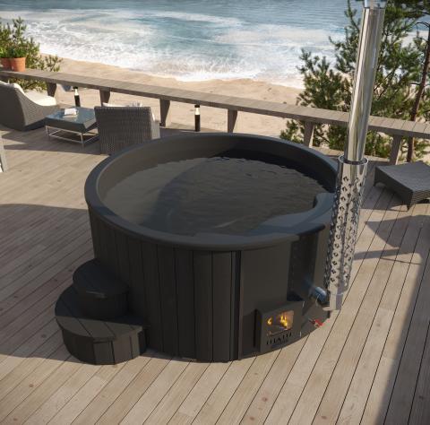 Wood-Fired Hot Tub black