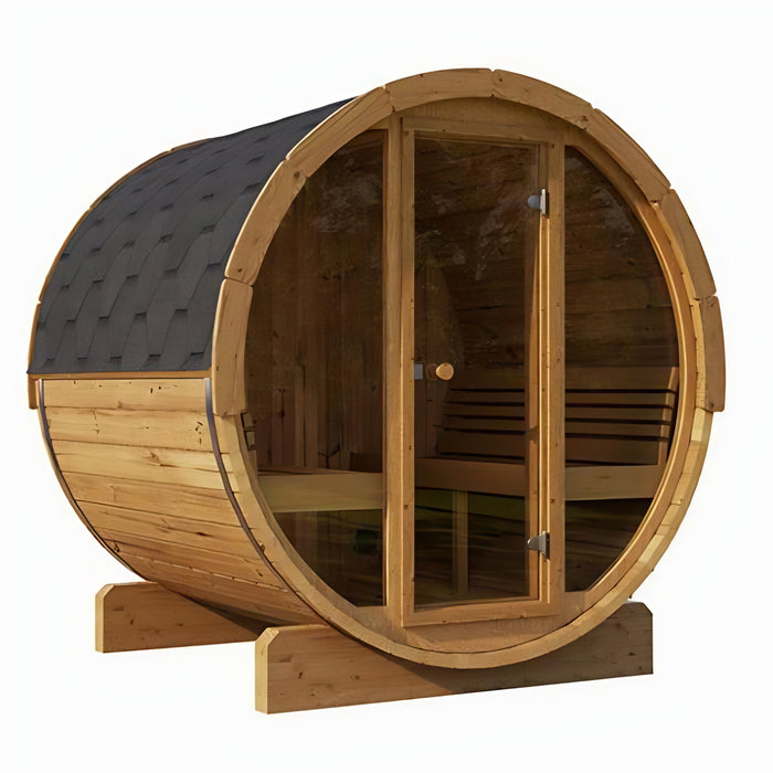 SaunaLife ERGO-Series Outdoor Sauna Barrels With Glass Front Model E7G